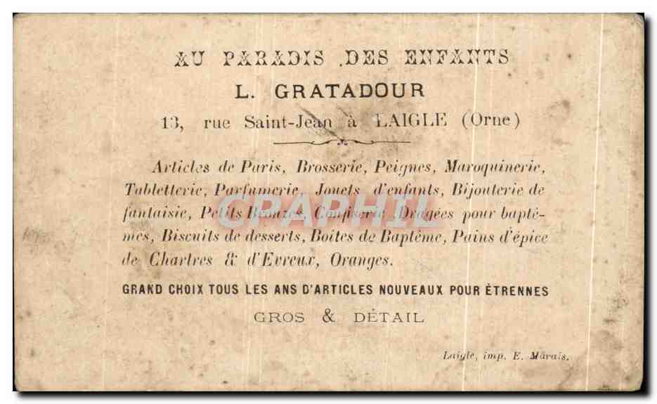 Chromo Au Paradis des enfants Saint Jean a Laigle orne Gratadour  — Rückseite