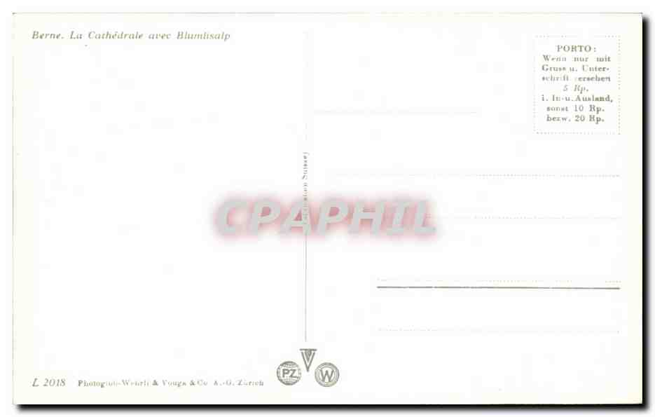 CPA Berne La Cathedrale avec Blumlisalp — Rückseite