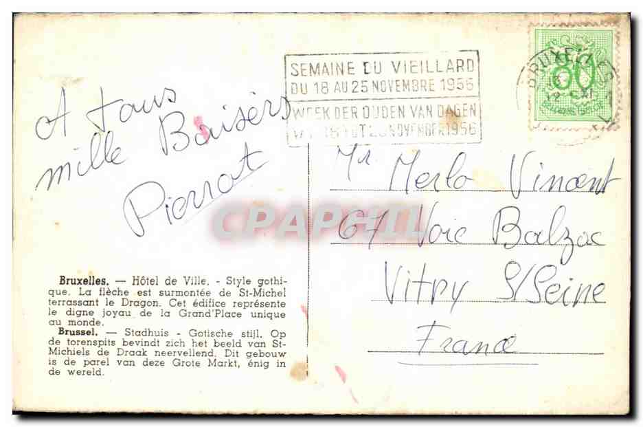 CPA Bruxelles Hotel de Ville Style gothique — Verso