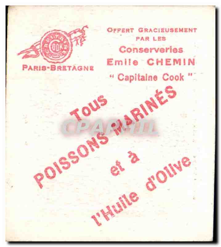 Image Capitaine Cook Emile Chemin poissons Marines Collection Coiffes Bretonnes Ploare — Rückseite