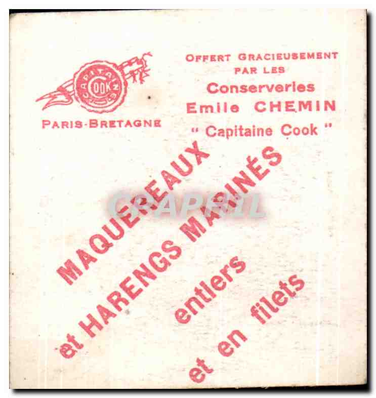 Image Capitaine Cook Emile Chemin Harengs Marines Collection Coiffes Bretonnes pont Aven — Verso