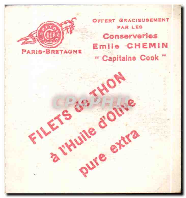 Image Capitaine Cook Emile Chemin Filets de Thon Collection Coiffes Bretonnes Gouezec — Rückseite