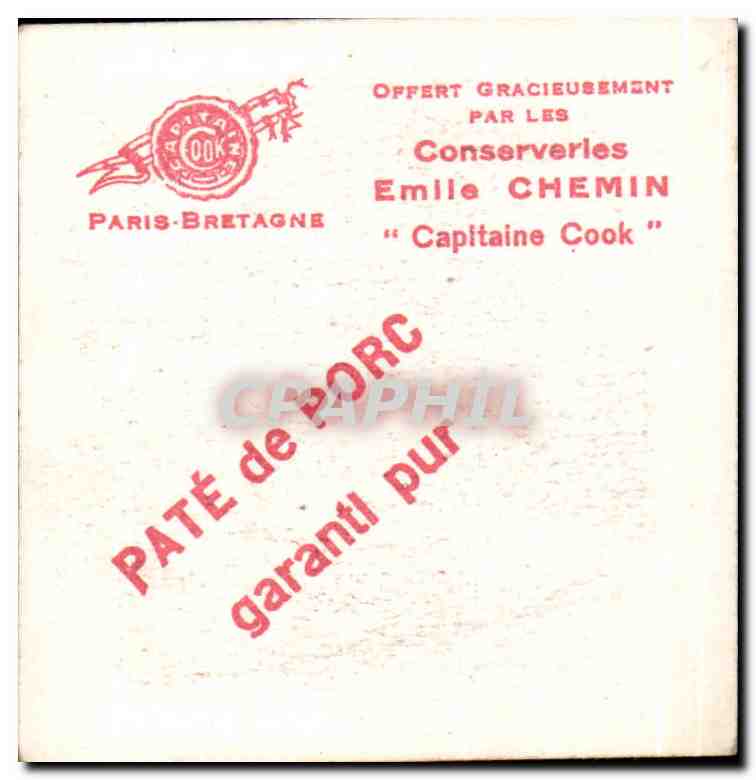 Image Capitaine Cook Emile Chemin Pate de porcCollection Coiffes Bretonnes Rosporden — Rückseite