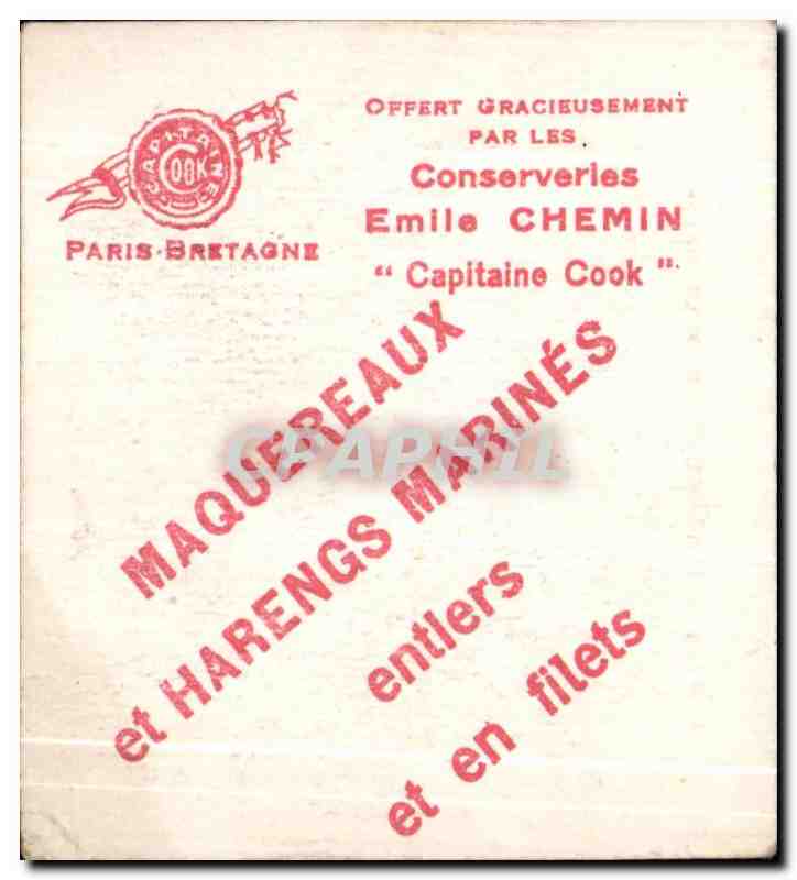 Image Capitaine Cook Emile Chemin Maquereaux et harengs marines Collection Coiffes Bretonnes Pays Goello — Verso