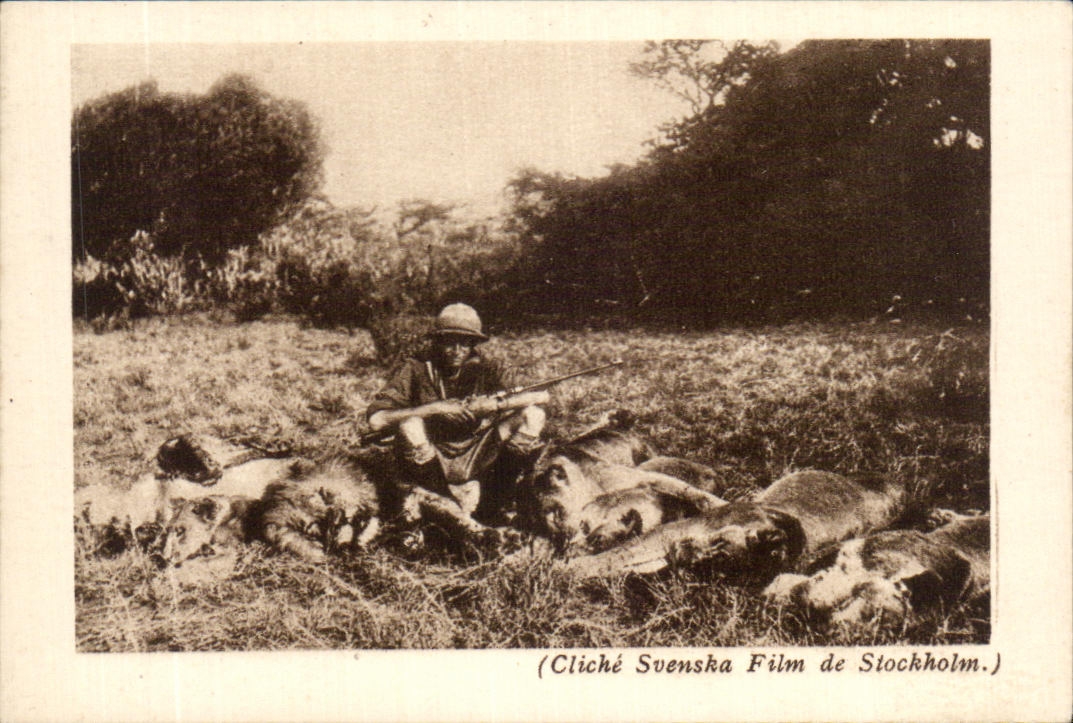 CPA Afrique Equatoriale Francaise la chasse aux lions