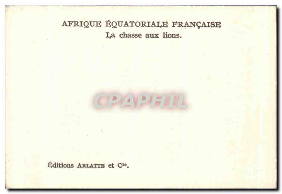 CPA Afrique Equatoriale Francaise la chasse aux lions — Rückseite