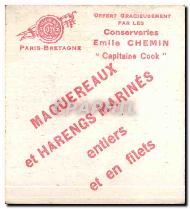 Image Conserveries Emile Chemin Capitaine Cook Maquereaux et harengs Collection Coiffes Bretonnes Floare — Rückseite