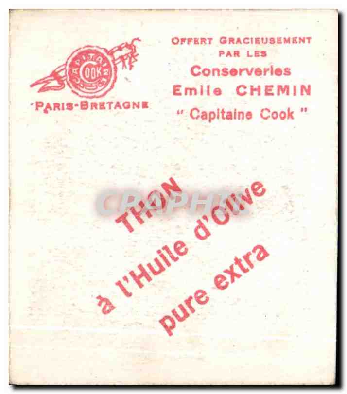 Image Conserveries Emile Chemin Capitaine Cook Thon Collection Coiffes Bretonnes Environs de Lesnevan et Brignogan — Rückseite