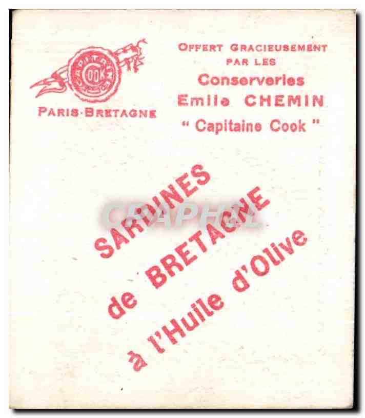 Image Conserveries Emile Chemin Capitaine Cook Sardines de Bretagne Collection Coiffes Bretonnes Douarnenez Et Audierne — Rückseite