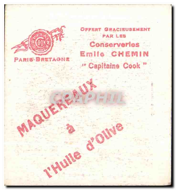 Image Conserveries Emile Chemin Capitaine Cook Maquereaux Collectuion Coiffes Bretonnes Chatelaudren Pres St Brieuc — Rückseite