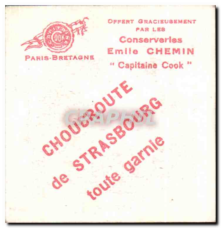 Image Conserveries Emile Chemin Capitaine Cook Choucroute de Strasbourg Collectuion Coiffes Bretonnes Region Saint Thois — Rückseite