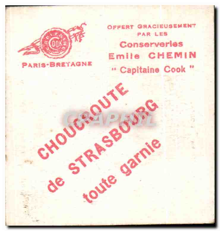 Image Conserveries Emile Chemin Capitaine Cook Choucroute Collectuion Coiffes Bretonnes Douarnenez et Concarneau — Rückseite