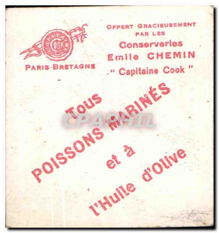 Image Conserveries Emile Chemin Capitaine Cook Maquereaux et harengs Collectuion Coiffes Bretonnes Quimper — Rückseite