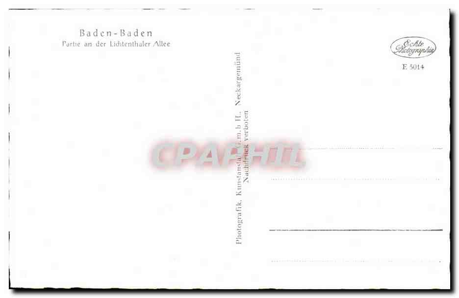 CPA Baden Baden Parte an der Lichtenthater Allee — Rückseite