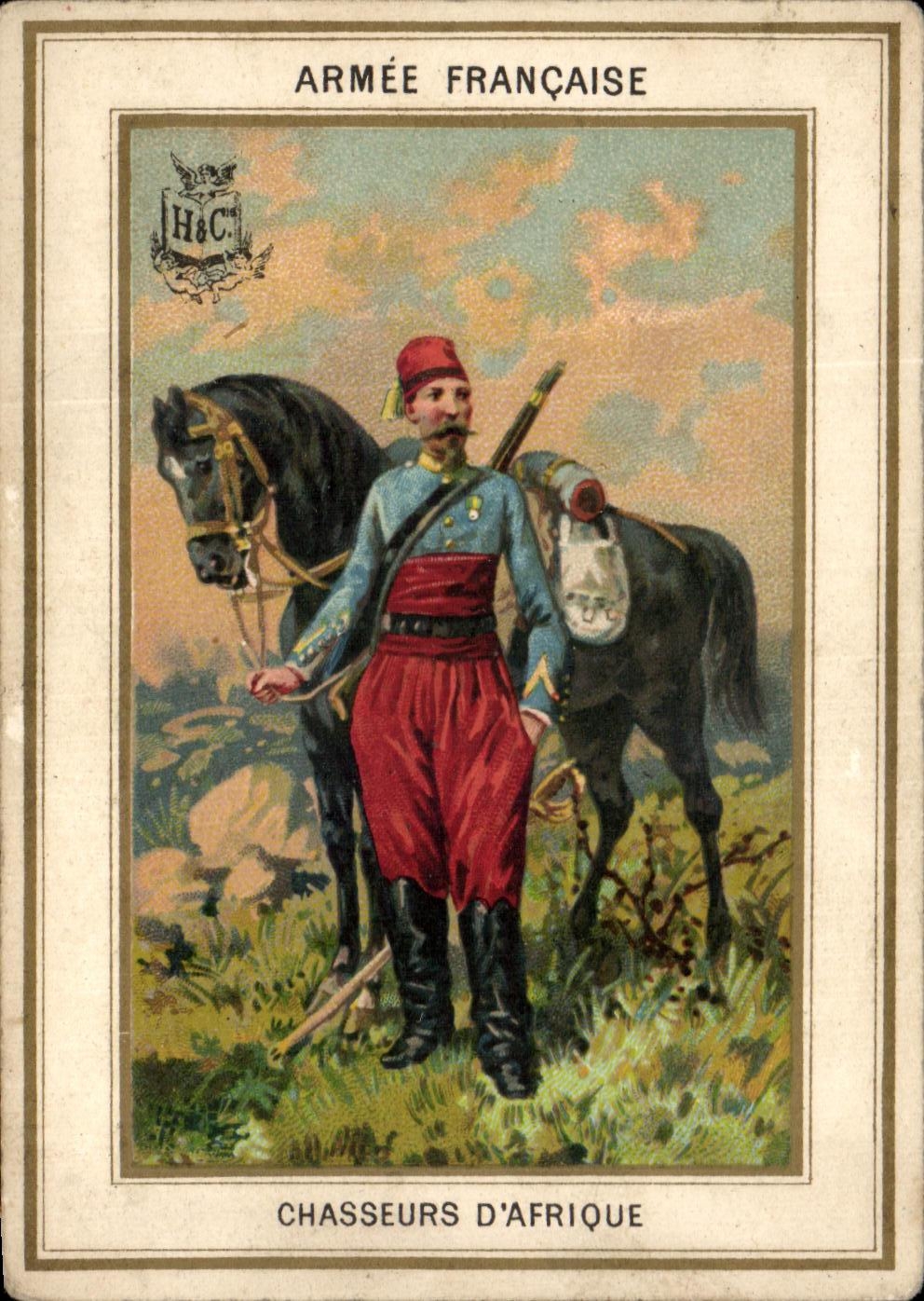 Chromo Armee Francaise Chasseurs D'Afrique Militaria