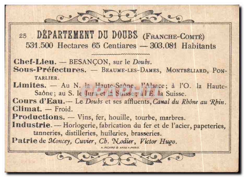 Image Departement Doubs Besancon Montbeliard La Citadelle La porte taillee  — Rückseite