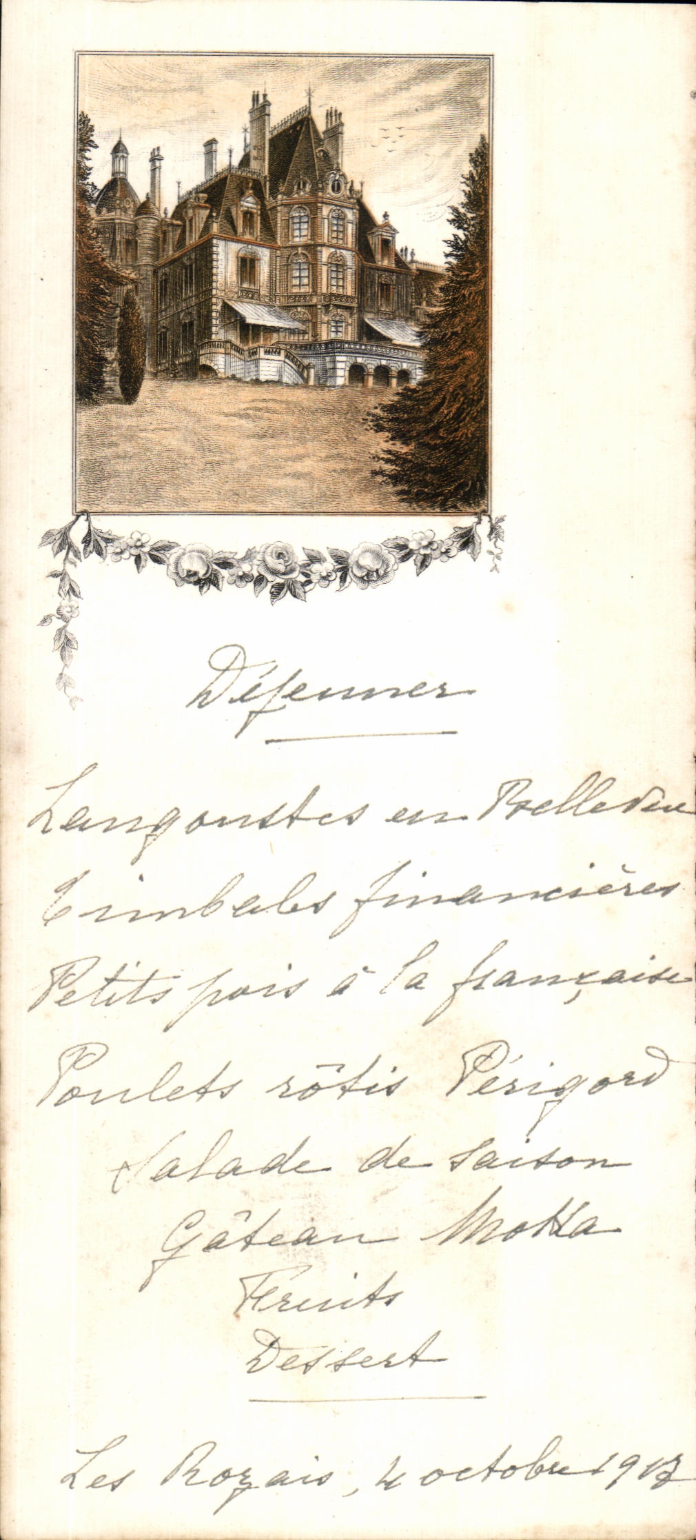 Feuillet image s'ouvrant sur un menu 1917