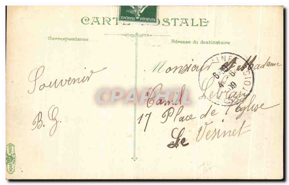 Départ de Charlettes — Au Départ de Charlettes je vous envoie mes Amitiés — H. LIVET, n°3445 — Verso