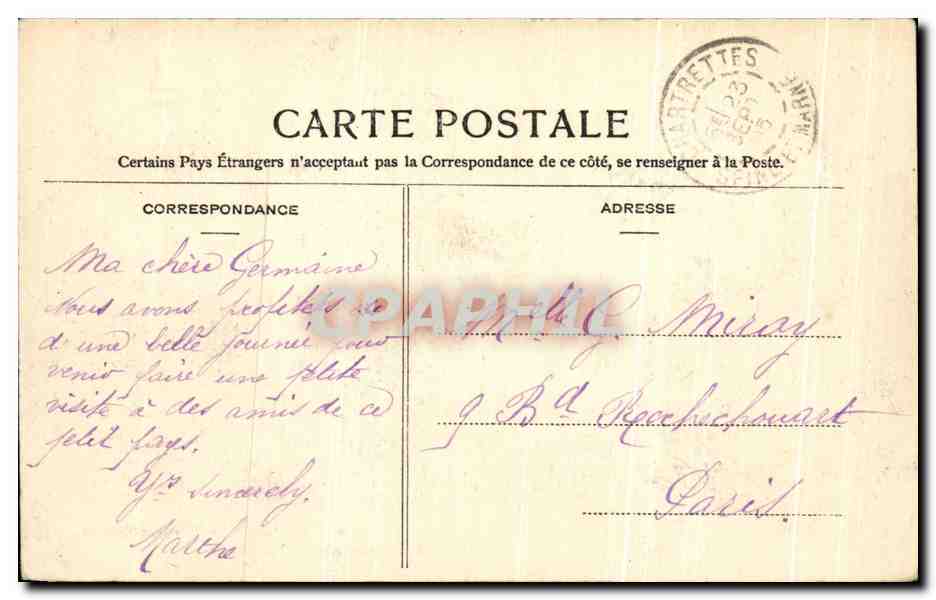 Chartrettes — Barrage de la Cave — Thibault, édit, Melun-Fountainebleau — Achterkant
