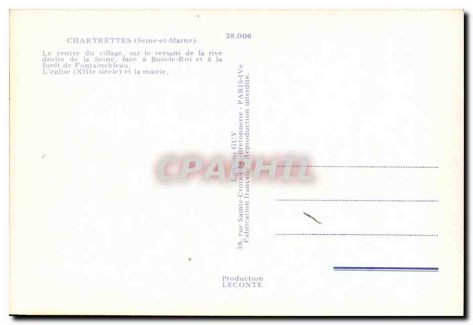 Chartrettes (Seine-et-Marne) — centre du village, église (XIIIe siècle) — Édition GUY — Verso