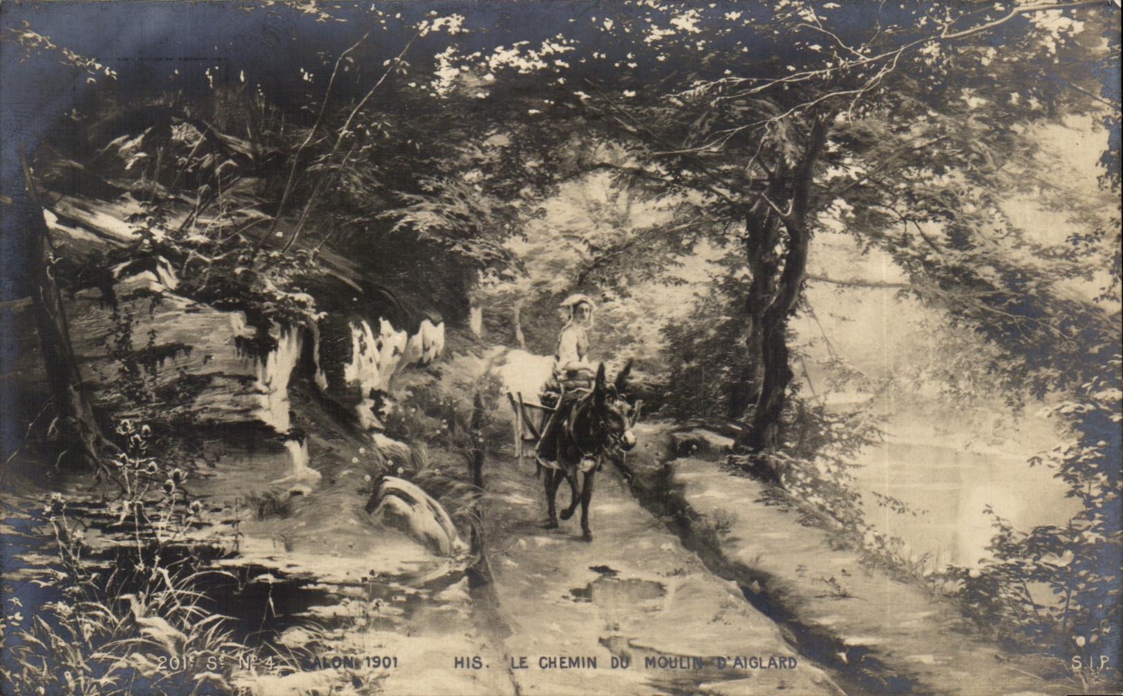CPA Salon 1901 Le Chemin Du Moulin D'Aiglard Ane 