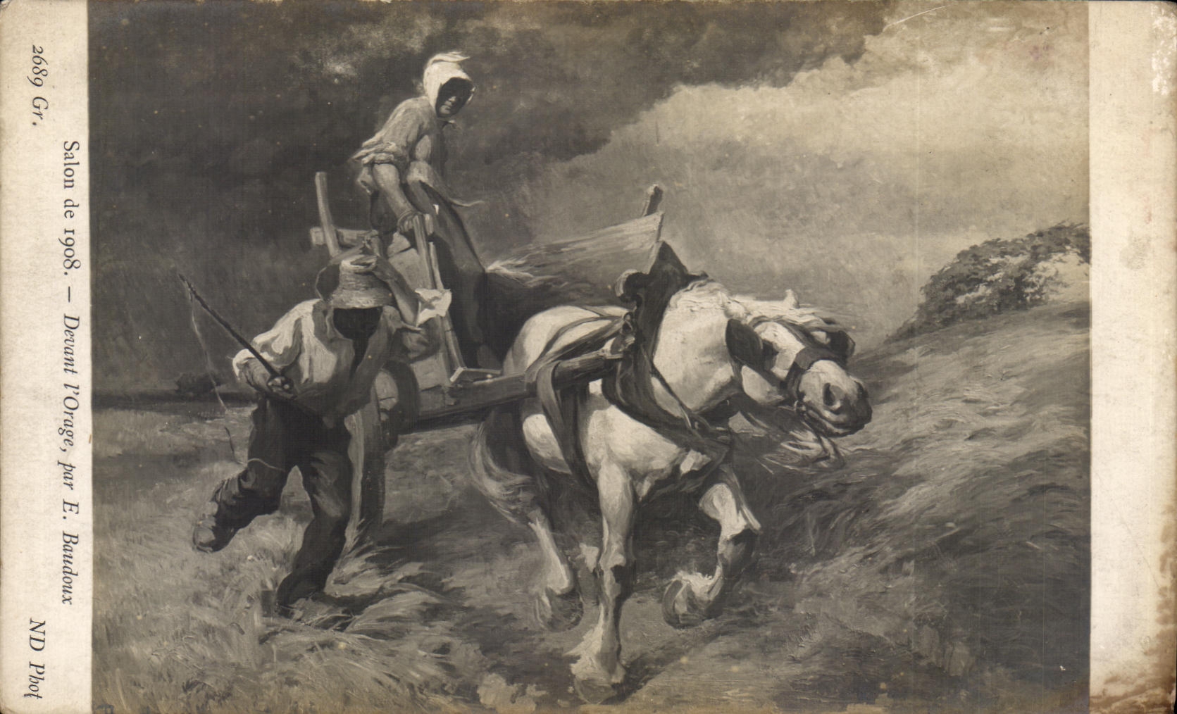 CPA Salon de 1908 Devant l'Orage Par E Baudoux Cheval