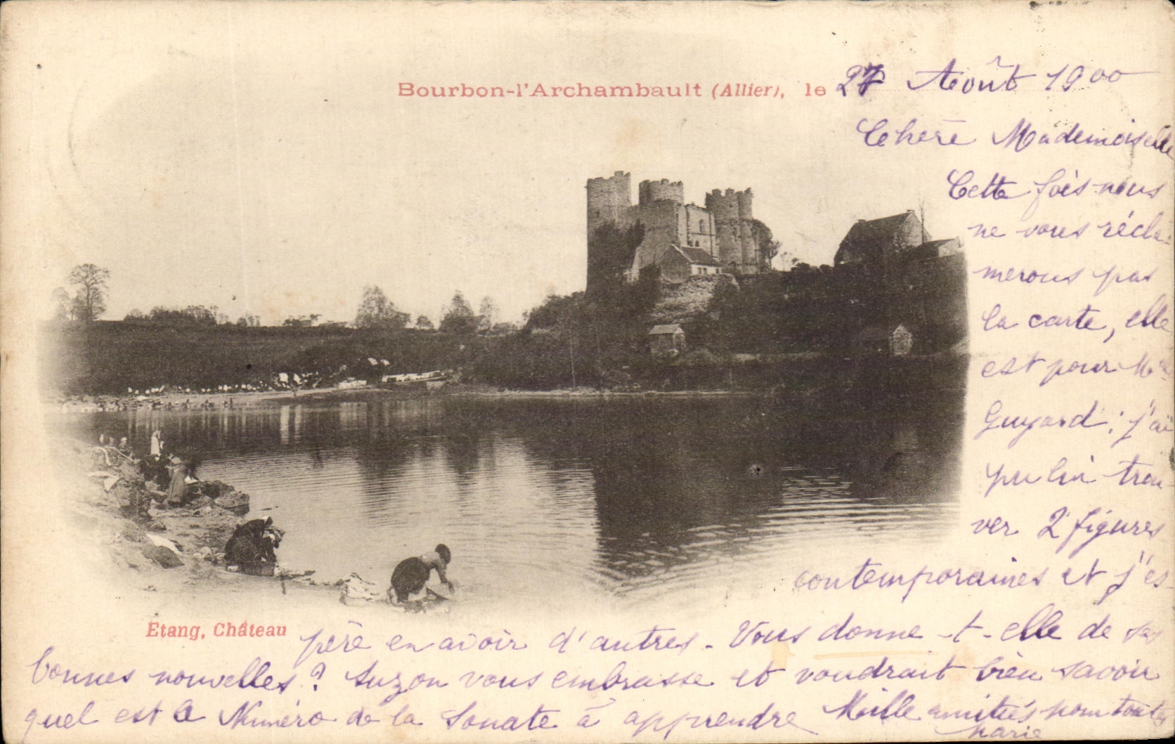 CPA Bourbon l'Archambault Etang Chateau Lavandieres