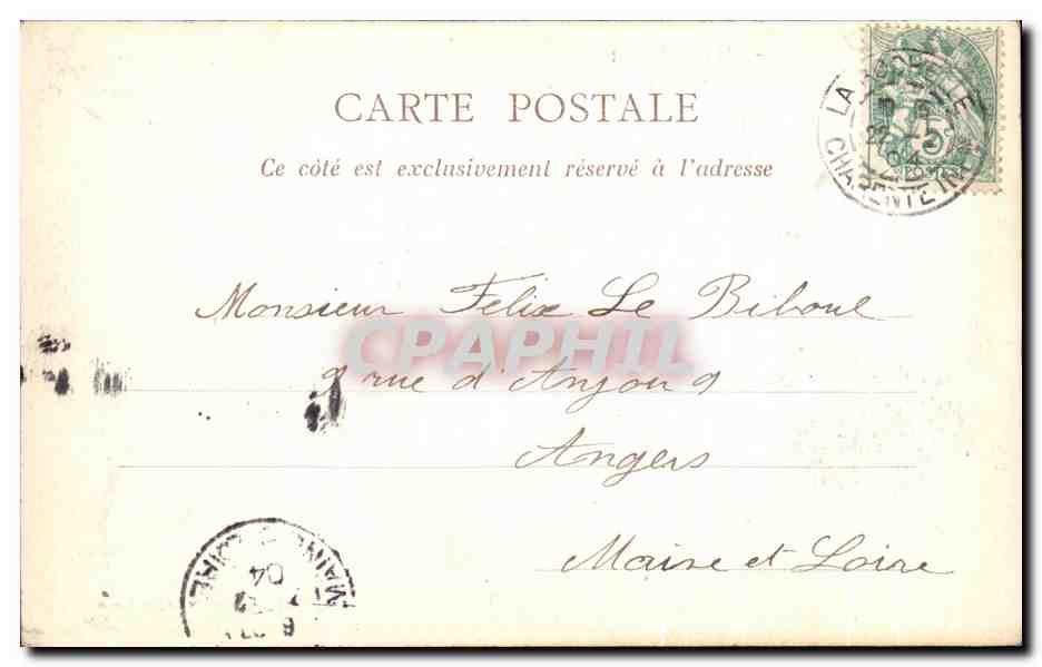 La Rochelle — Un coin du port et le phare des Deux-Tours — Héliotypie Dugas, Nantes, n°12 — Verso