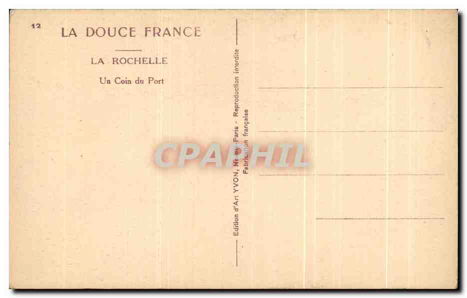 CPA La Rochelle Un Coin du Port Bateau — Verso