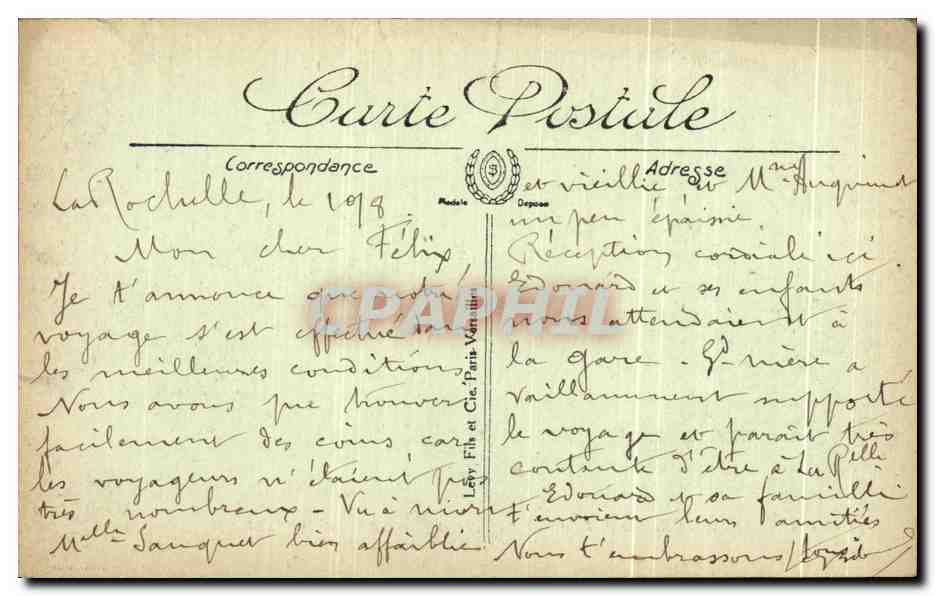 CPA La Rochelle Statue de l'amiral Duperre et cours des dames — Verso