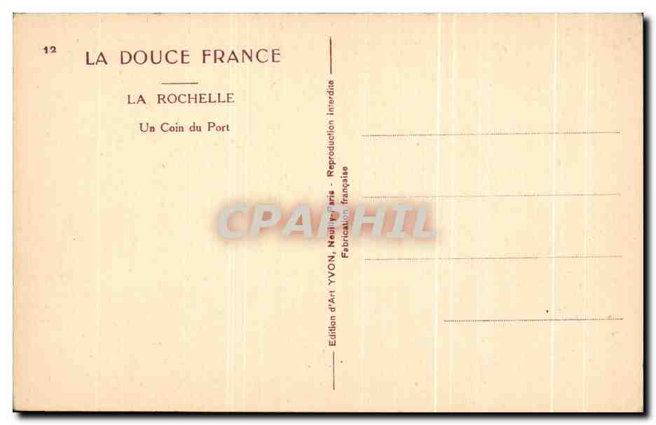 CPA La Rochelle Une Coin du Port Bateau — Verso