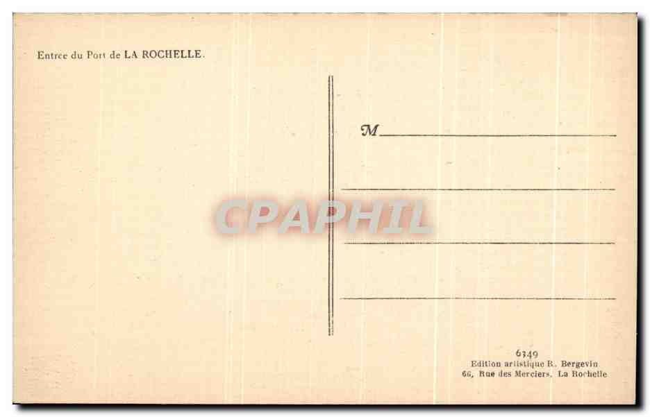 CPA La Rochelle L'Entree du Port — Verso