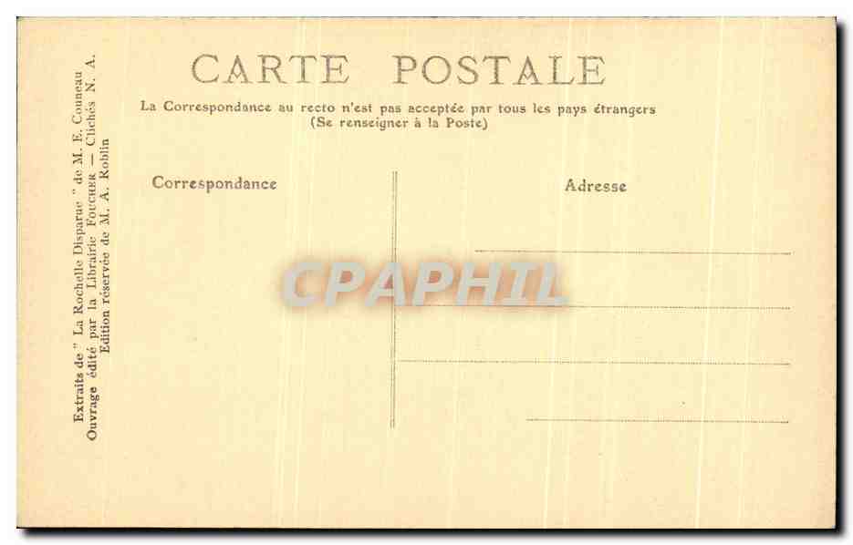 La Rochelle Disparue — Le Bassin neuf en construction — Édition de M. A. Kohlin — Verso