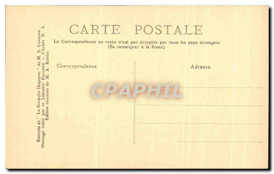 CPA La Rochelle Disparue le Canal Maubes en 1830 — Verso