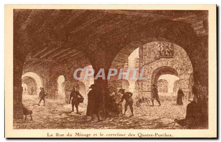CPA La Rue Du Minage Et Le Carrefour Des Quatre Porches La Rochelle