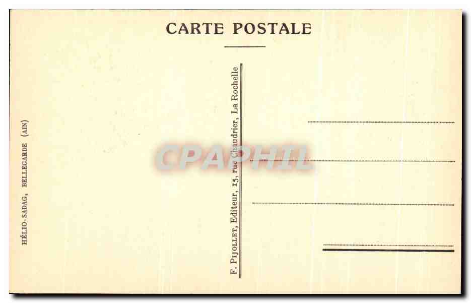 La Rue du Minage et le carrefour des Quatre-Porches — gravure — F. Pjollet, éditeur, La Rochelle (Ain) — Verso