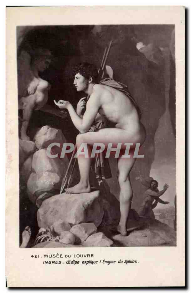 CPA Musee De Louvre Ingres Oedipe explique l'enigme du sphinx