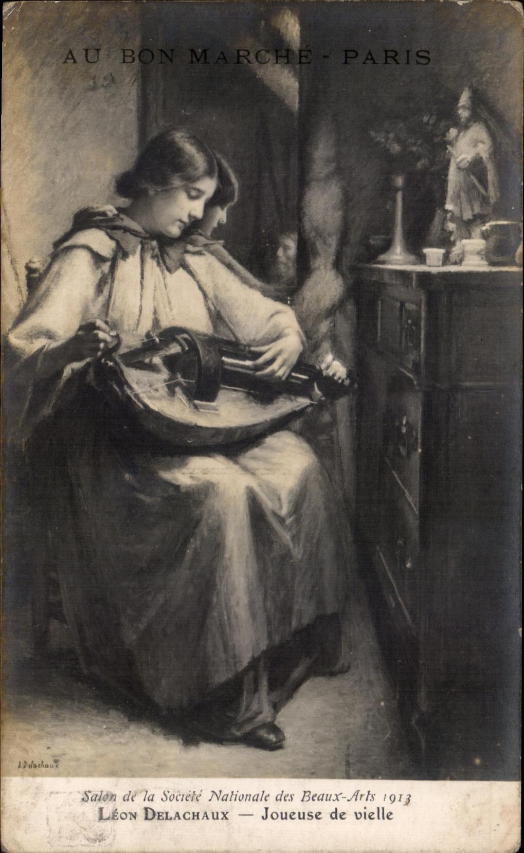 CPA Salon De La Societe Nationale Des Beaux arts 1913 Leon Delanchaux Joueuse De Vielle 