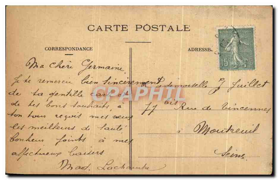 CPA La Causette — Verso