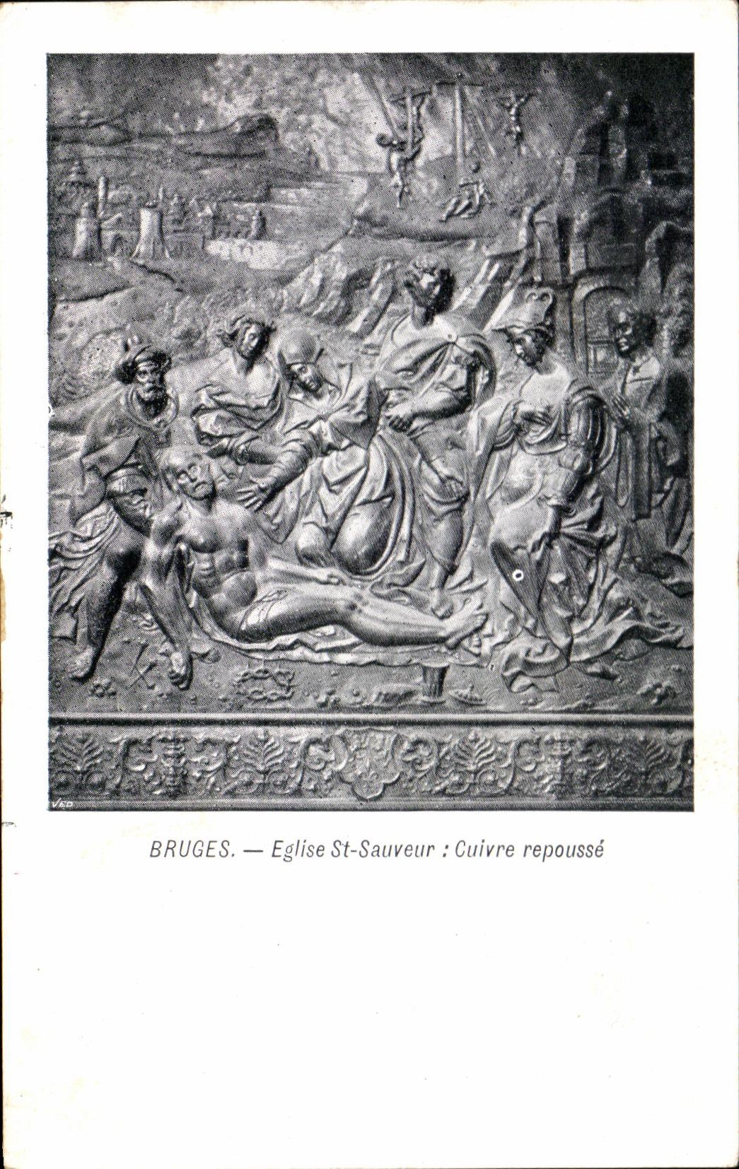 CPA Bruges Eglise St Sauveur cuivre repousse 