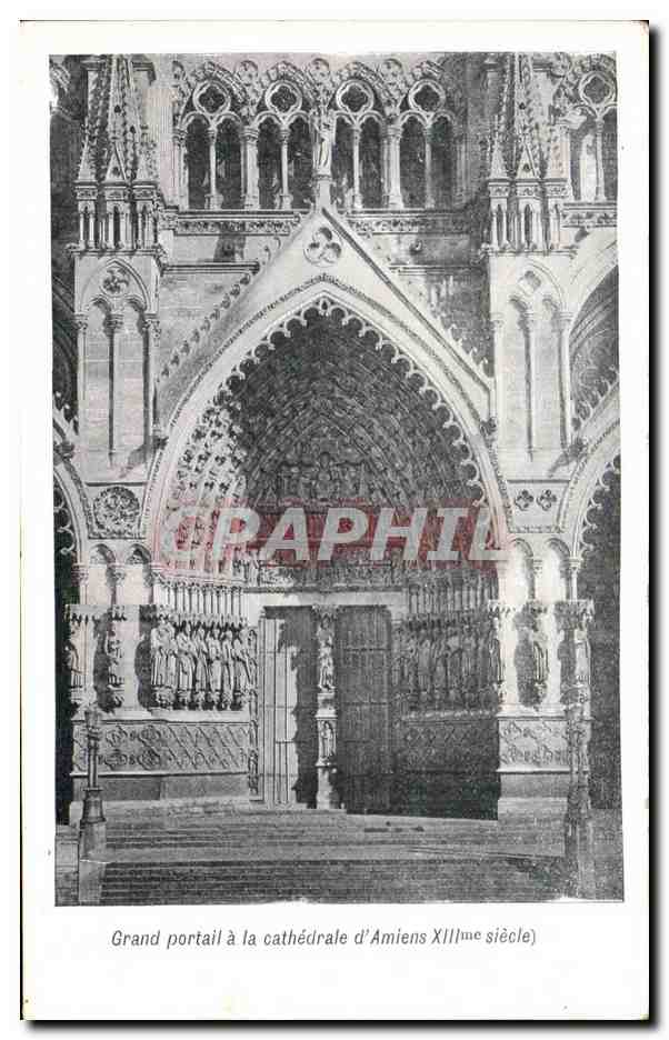 CPA Grand portail a la Cathedrale d'Amiens 