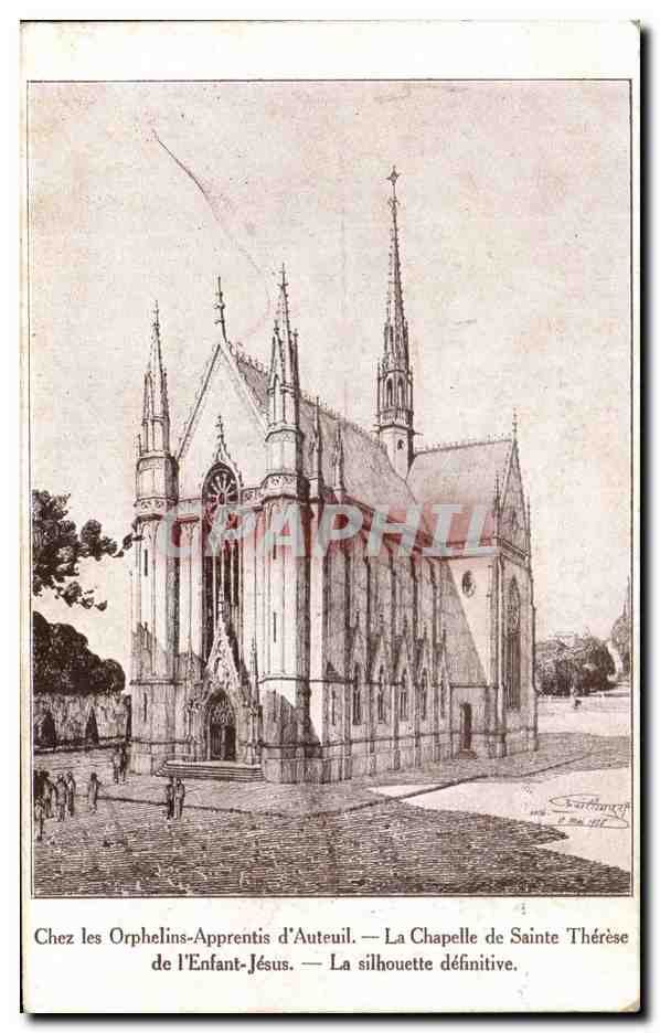CPA Chez les Orphelins Apprentis d'Auteuil La Chapelle de Sainte Therese de l'enfant Jesus La silhouette definitive