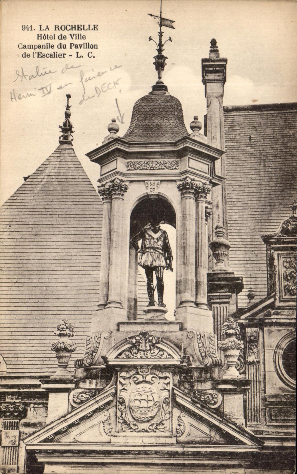 La Rochelle — Hôtel de Ville, Campanile du Pavillon de l'Escalier — L. C.