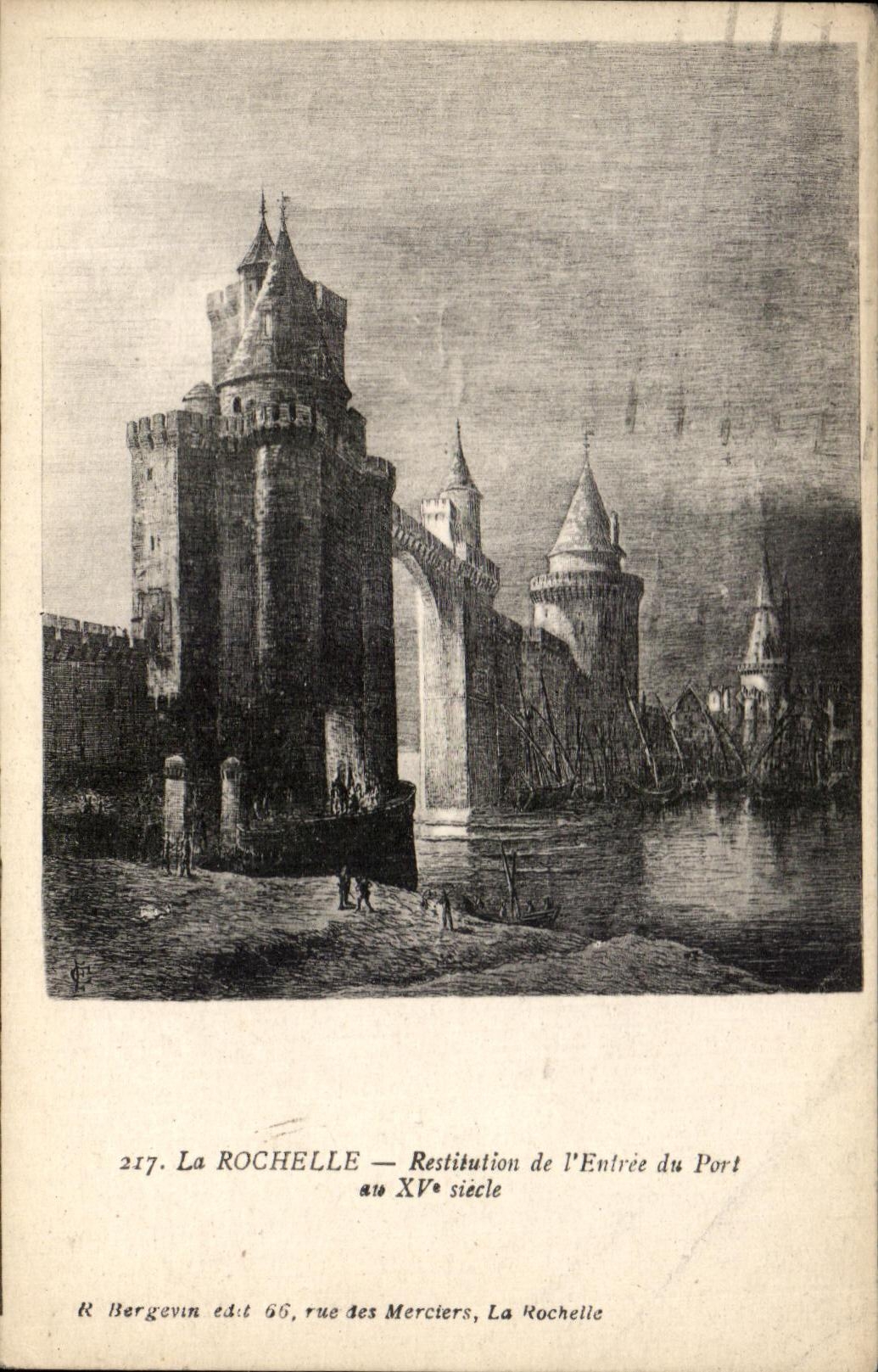 CPA La Rochelle Restitution de l'Entree du Port XV Siecle