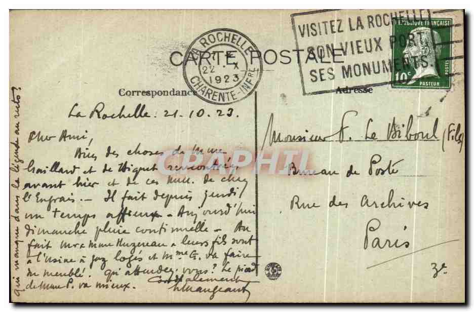 CPA La Rochelle Restitution de l'Entree du Port XV Siecle — Rückseite