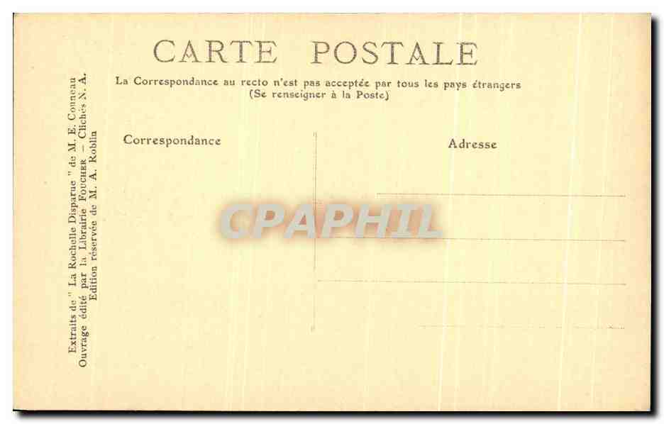 La Rochelle Disparue — Rue des Merciers — Édition de M. A. Koblin — Verso