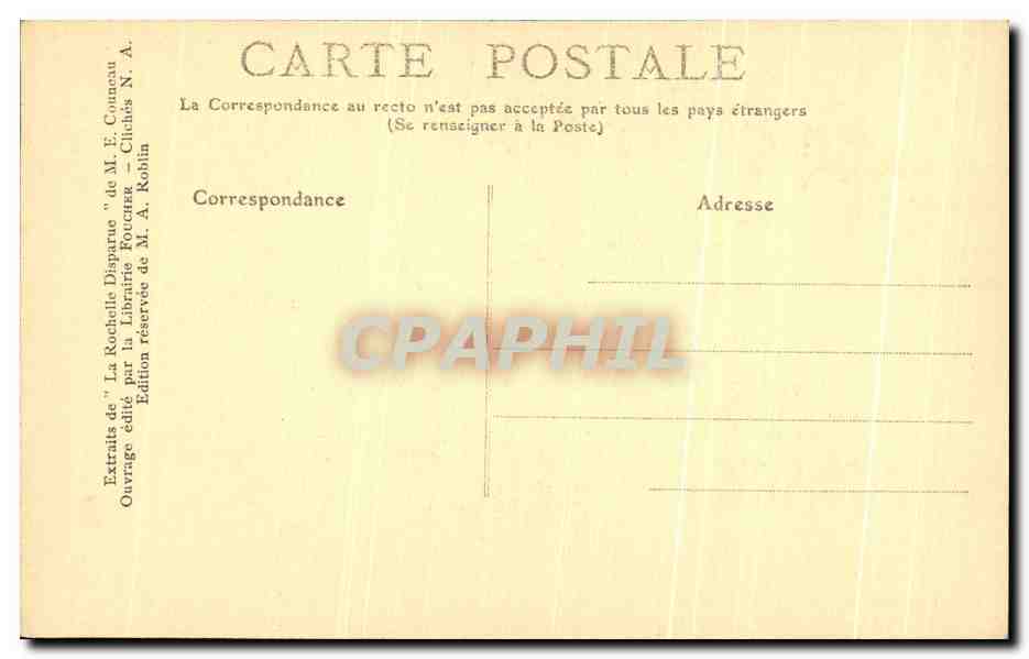 La Rochelle Disparue — Tour de la Lanterne — Édition de M. A. Roslin — Verso