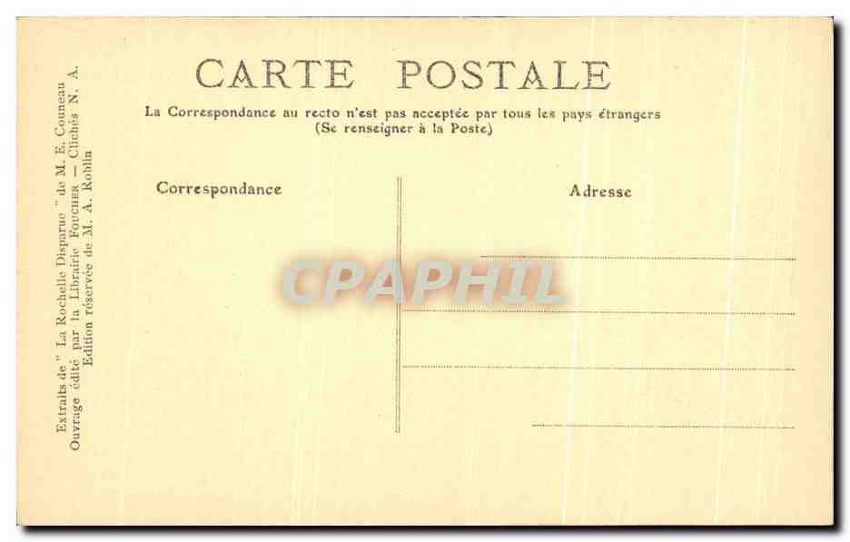 La Rochelle Disappeared — Tower of Moureilles — Edition by M. E. Conneau — Back