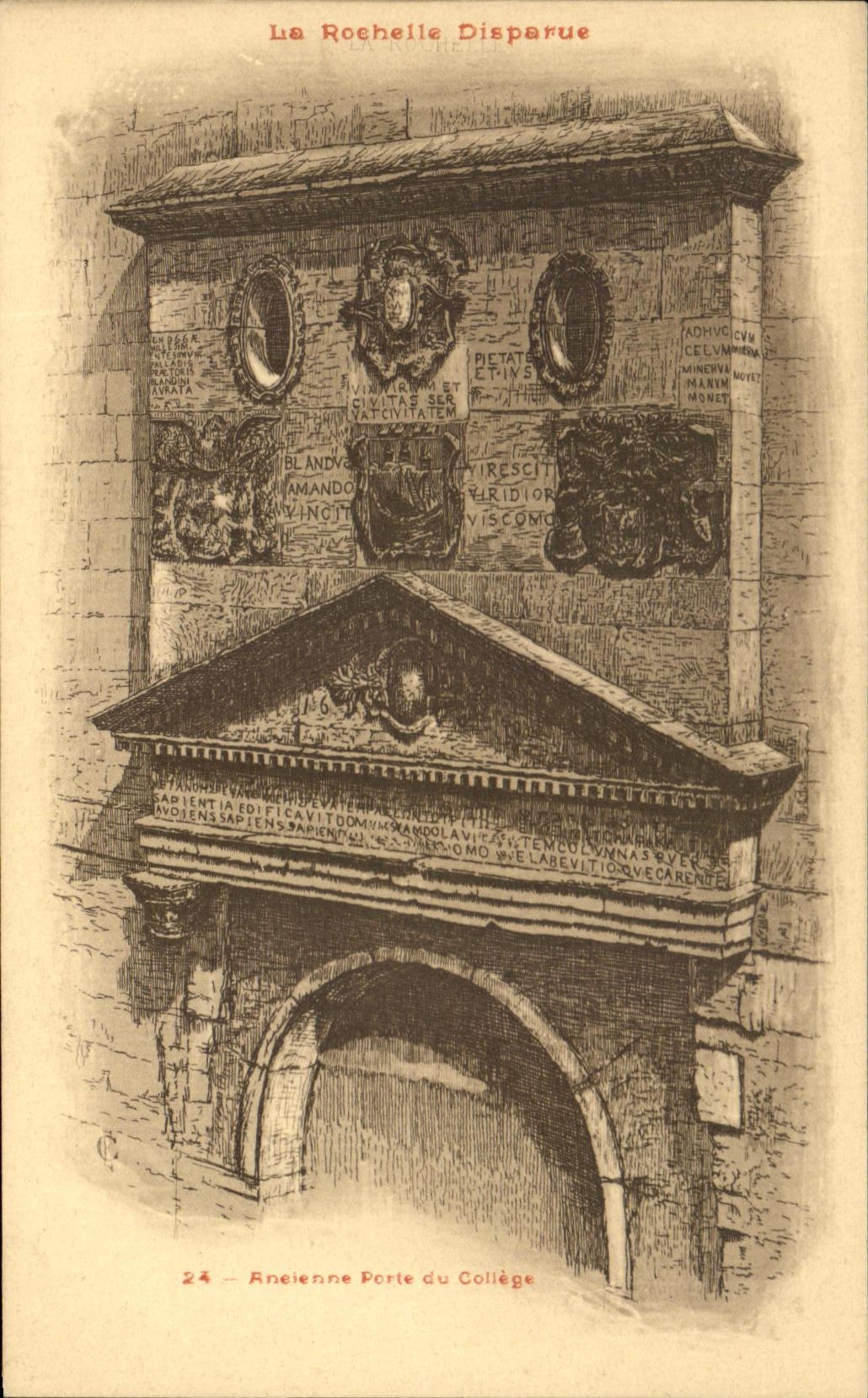 La Rochelle Disparue — Das alte Tor des Colleges — Ausgabe von M. A. Roblin