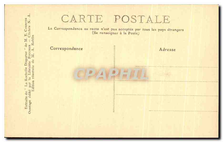 CPA La Rochelle Disparue La Verdiere — Rückseite